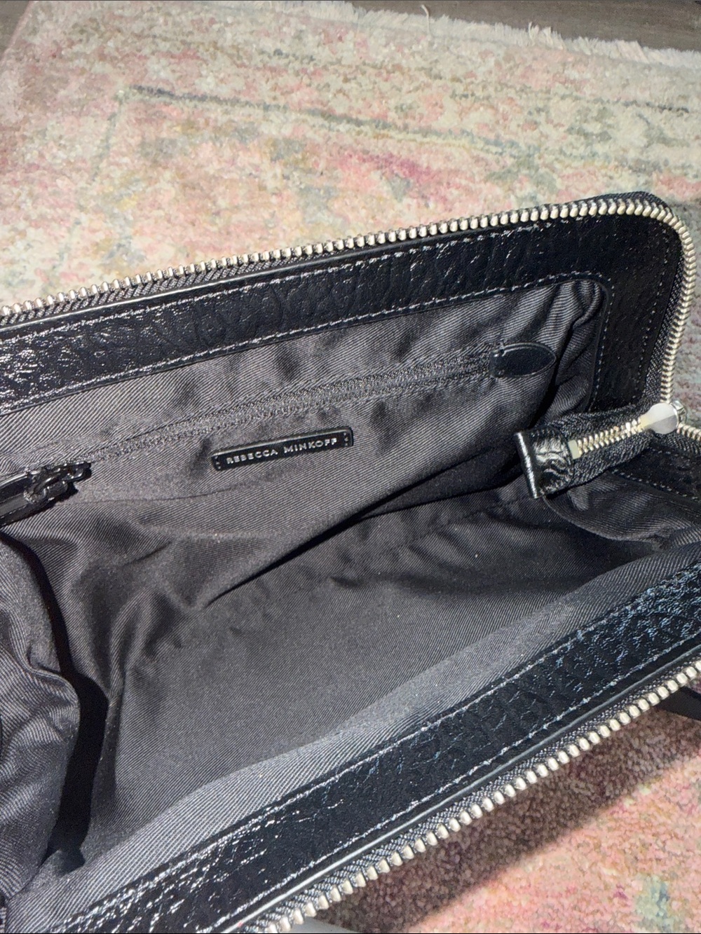 Rebecca Minkoff Black Pebbled Leather Shoulder Bag with Chain Strap - Picture 3 of 4